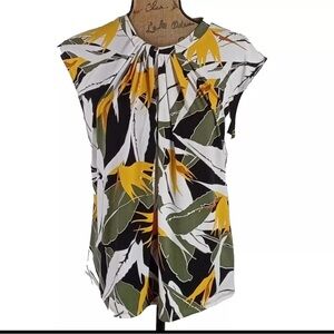 Liz Claiborne Floral Print Women's Top - Green, Yellow, White